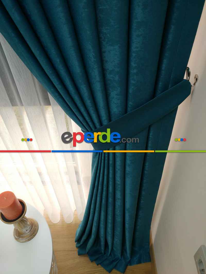 Soft Petrol Fon Perde Geniş En (285)- Petrol Mavisi