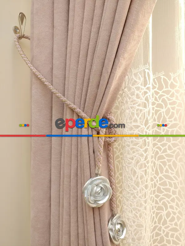 Pudra Düz Fon Perde ( Dökümlü Fon)- Pembe Pudra Pembe-pudra