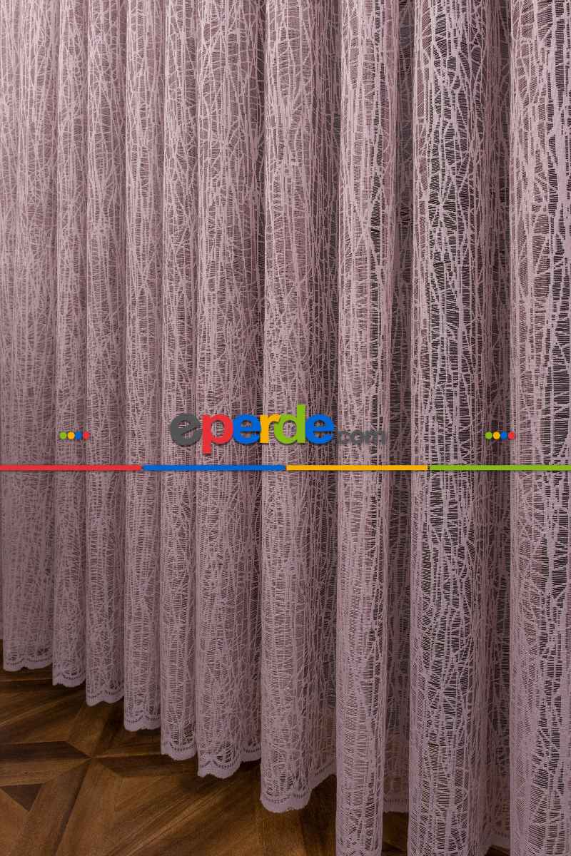 Pudra Pembe Kruvaze Model Tül Yanki Tül Camkırığı Tül