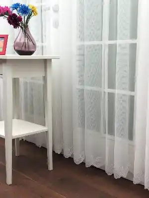 Etek Ucu Desenli Özel Örme Dokulu Kruvaze Tül Perde 100% Orjinal Ürün- Ekru