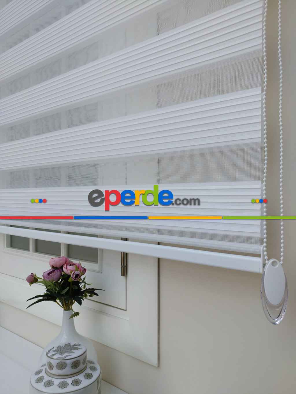 %40 Indirimli !!! Beyaz Dar Plise Zebra Perde Ozel Fiyat- Beyaz