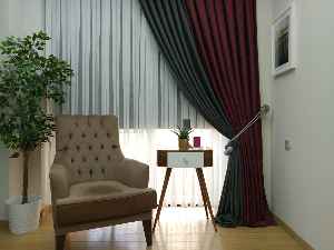 Gri Bordo Renk Kombinli Desenli Fon Perde- Gri-füme-antrasit-bordo