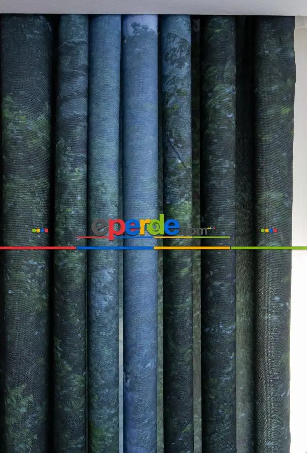 Hazır Ölçülü Dökümlü Kumaştan Yol Manzaralı Baskılı Pilesiz Fon Perde 1. Kalite 180cm X 255cm 