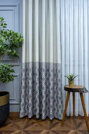 Modern Pano Fon Perde Bantlı Çift Renk - 503- Gri-füme-antrasit-bej-gri Açık
