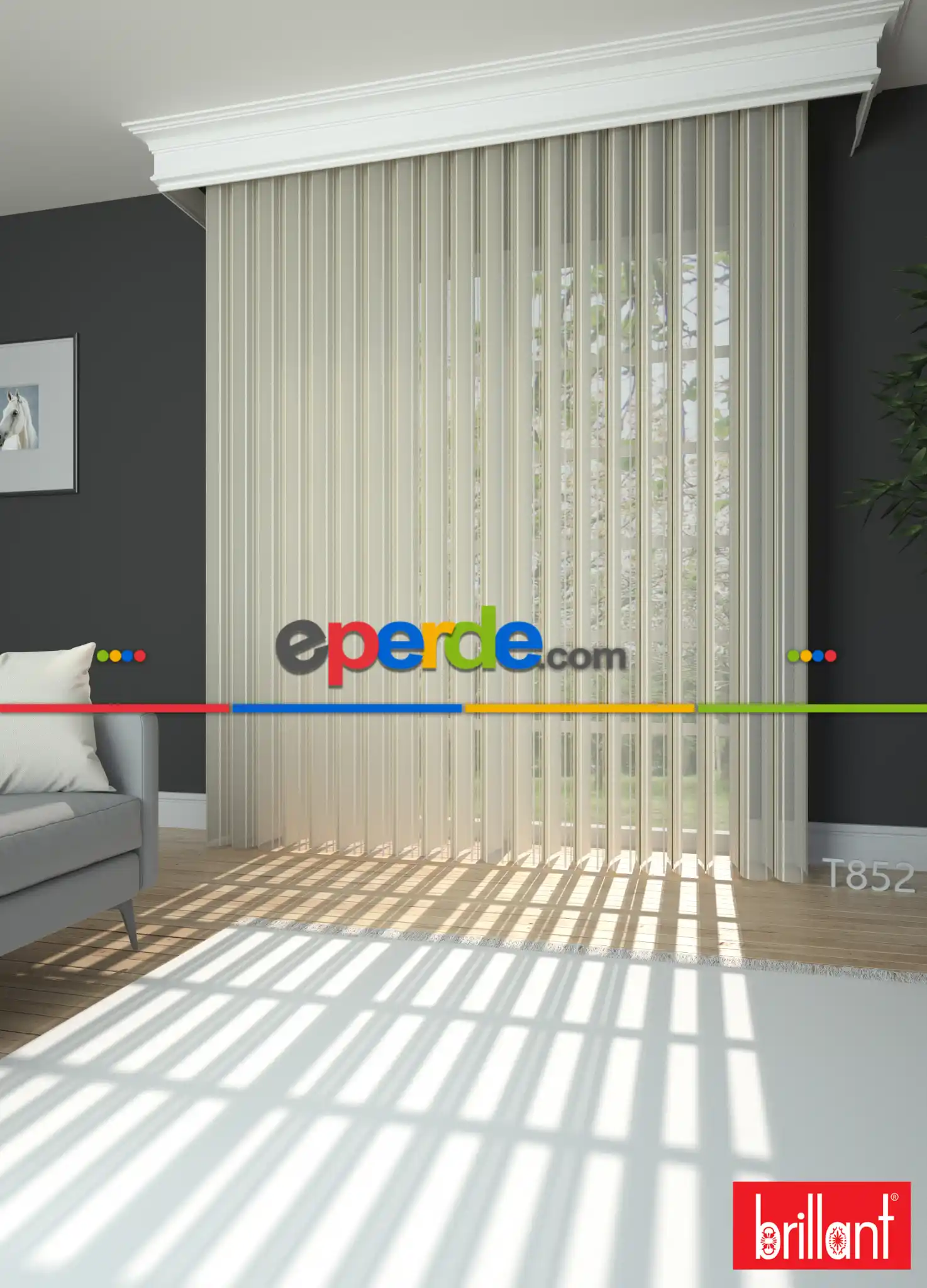 Brillant Akıllı Tül Perde Krem Renkli Tül Dikey Zebra Perde Düz 1. Kalite