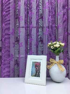 Kelebek Desenli Kız Çocuk Odası İçin Tül Perde - Mor- Mor