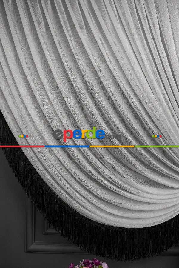 Monalisa Yalancı Kruvaze - Tülden Fon - Halat İle Yana Toplamalı Tül - Kordon Toplama Tül - Çift Veya Tek Kanat Toplama - Aksesuar İlave Ücretlidir - Kurşunlu Tül