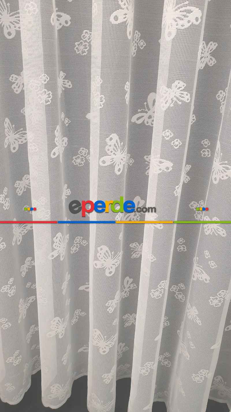 Bebek Odası -  Kelebek Desen Tül Çoçuk Odası Tül Perdesi
