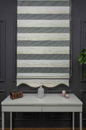 Açık Krem Renginden Koyu Krem Rengine Geçişli Plise Zebra Perde