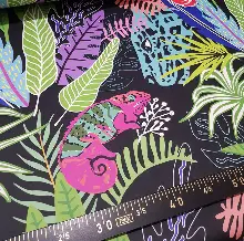 Tropikal Desenli Fon Perde Evm332 -t - Kumaşı Kalındır Duck Bezi Değildir.- Siyah-Yeşil-Mavi-Mor-Çok Renkli