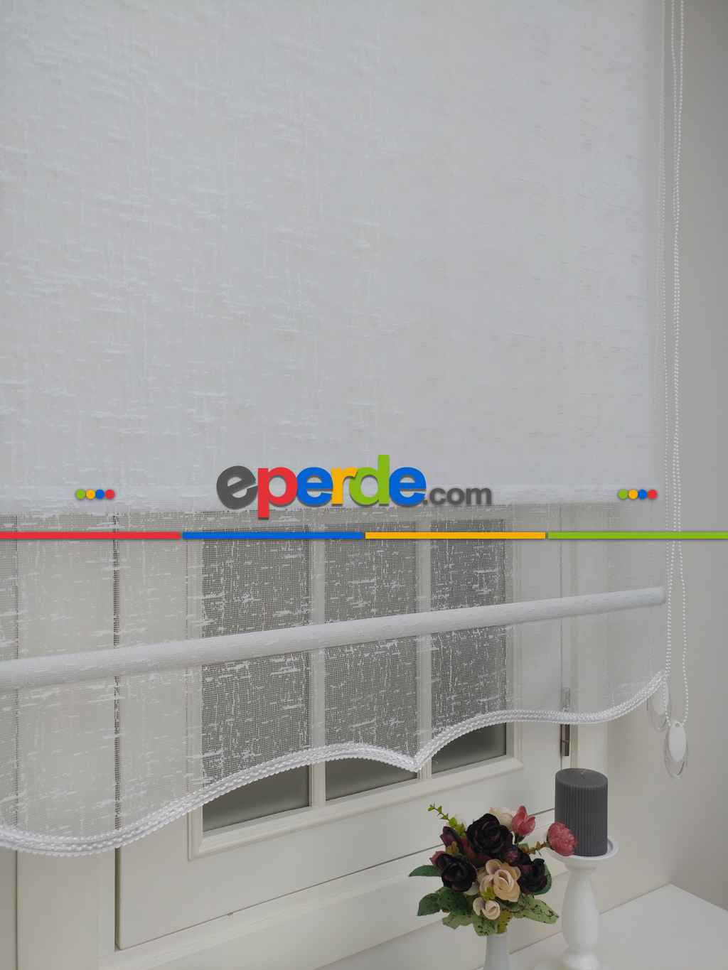 Mutfak Stor Perde - Çiftli Sistem İkili Tül Stor- Ekru