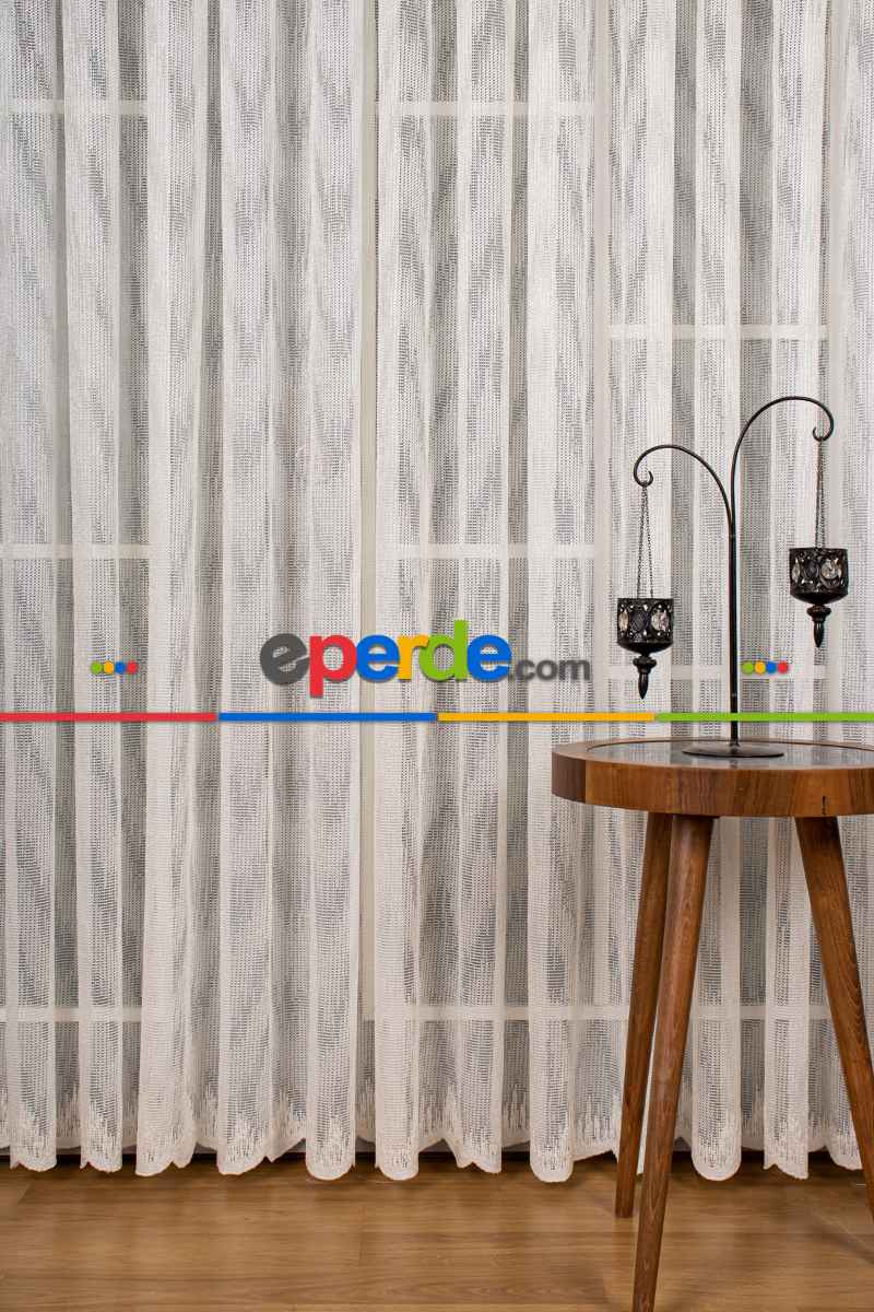 Salon Tül Modelleri - Vıolin Desenli Örme Tül Perde