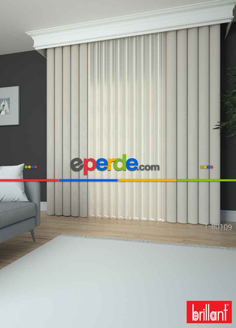 Brillant Akıllı Tül Perde Ekru Renkli Tül Dikey Zebra Perde Düz 1. Kalite
