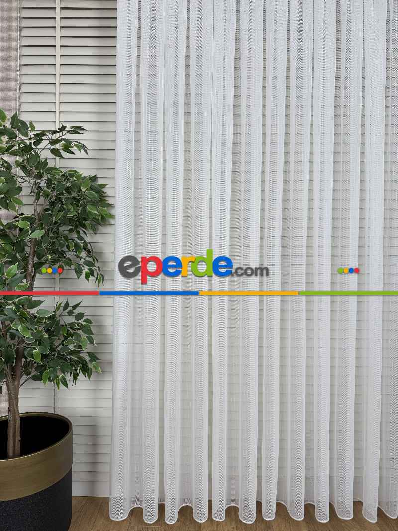 Brillant Çizgili Tül Perde, Premium Seri, Kurşunlu Tül