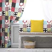 Oturma Odası Fon Perde Evim1525 Kumaşı Kalındır Duck Bezi Değildir- Mavi-beyaz