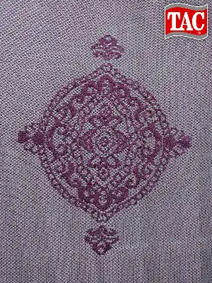Patlıcan Moru - Damask Desenli Taç Tül Fon Perde- Mor Patlıcan Moru