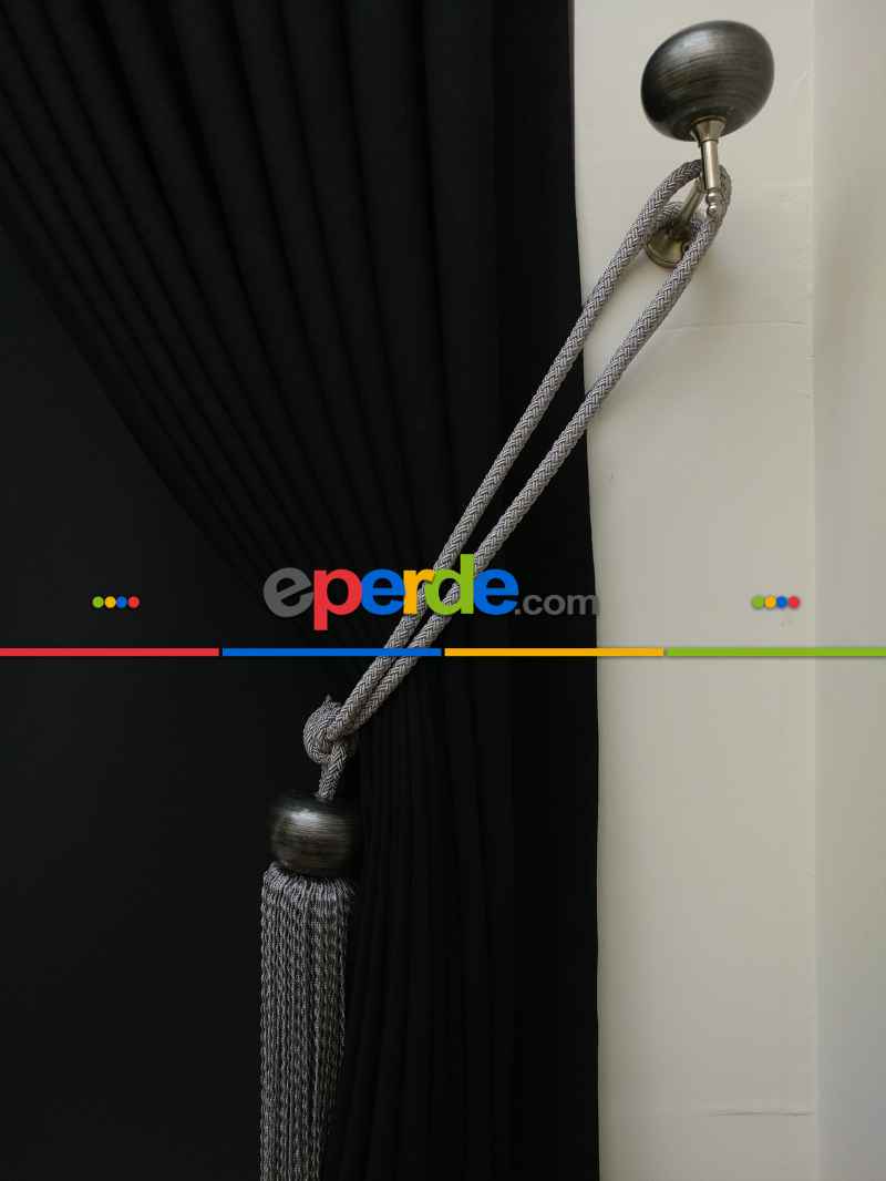 Düz Renk Dökümlü Fon Perde (180)- Siyah