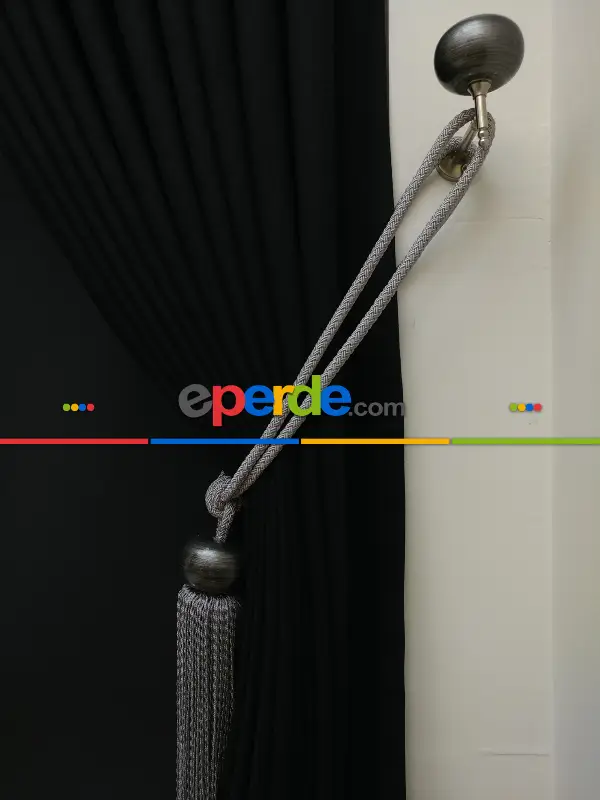 Düz Renk Dökümlü Fon Perde (180)- Siyah