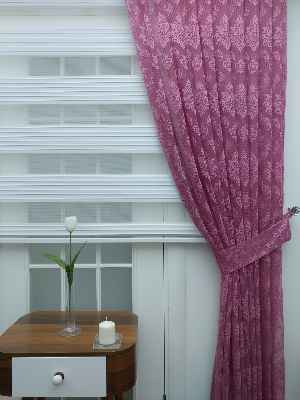 Tül Fon Perde- Gül Kurusu Damask Desenli- Gül Kurusu