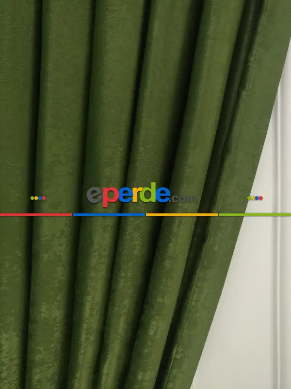 Salon - Soft Fon Perde Çimen Yeşili Dökümlü - Yeşil Koyu Yeşil