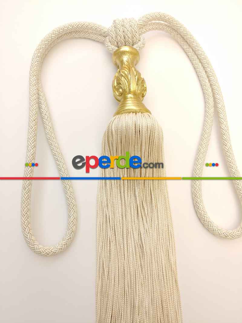 Krem Braçol Perde Bağı- Krem