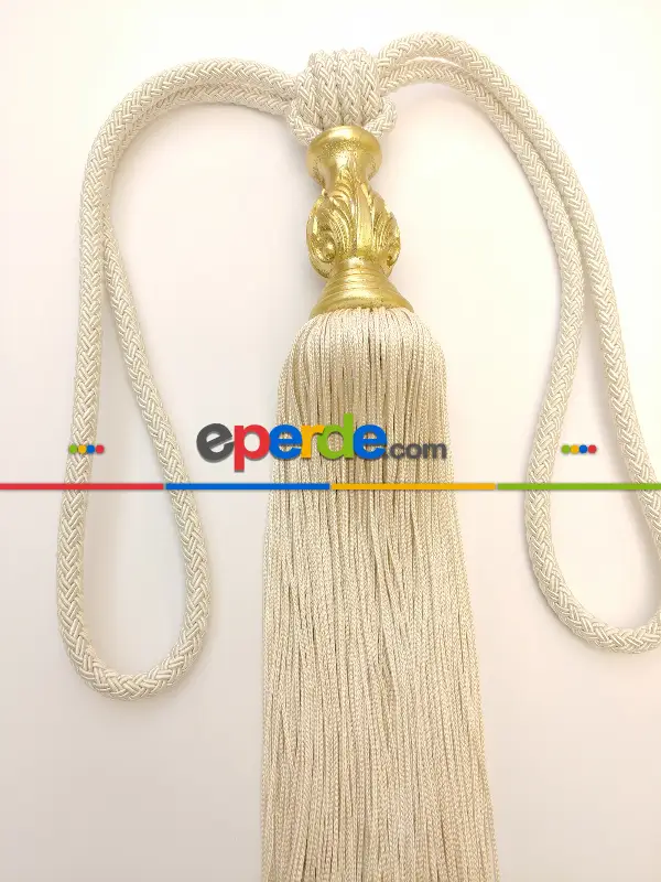 Krem Braçol Perde Bağı- Krem