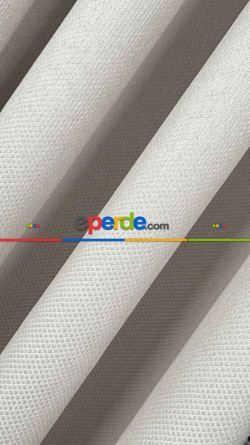 Bej Düz Jakar Dokuma S Pile Fon Perde, Premium Kalite Serisi Hasır Doku Fon Perde