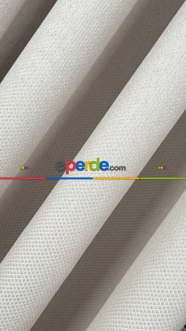 Bej Düz Jakar Dokuma S Pile Fon Perde, Premium Kalite Serisi Hasır Doku Fon Perde