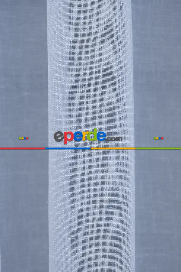 Oturma Odası - Beyaz Keten Tül Perde - 1710-v01- Beyaz