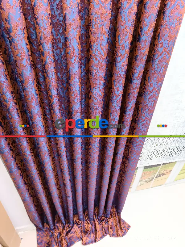 Yatak Odası - 2023 Elit Modern Desenli Fosforlu İplik Dokuma Fon Perde - 2