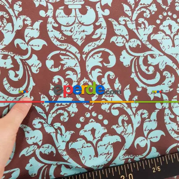 Yatak Odası - Damask Desenli Fon Perde Evm710 Kumaşı Kalındır Duck Bezi Değildir- Turkuaz
