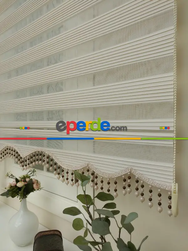 Salon Zebra - Zebra Perde - Dar Pileli Zebra Perde- Bej