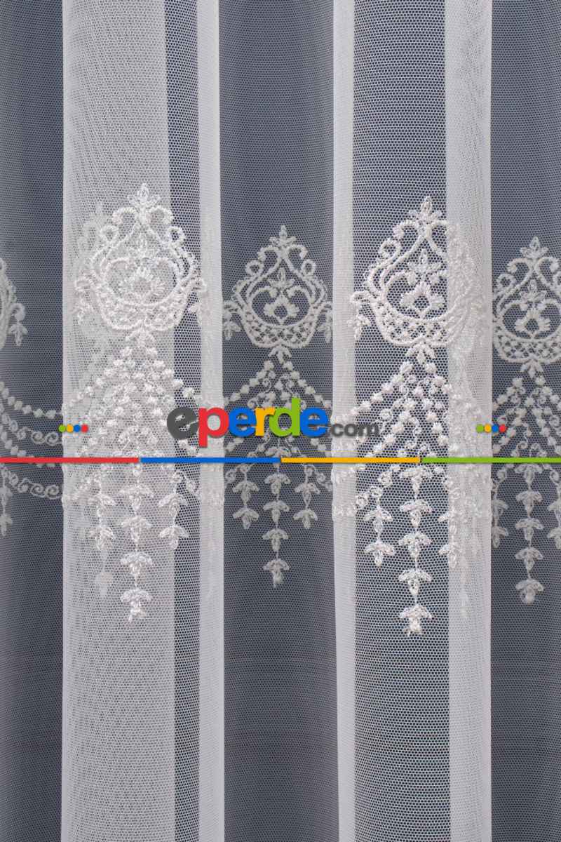 Salon Tül Perde - Elit Brode İşlemeli Tül Perde