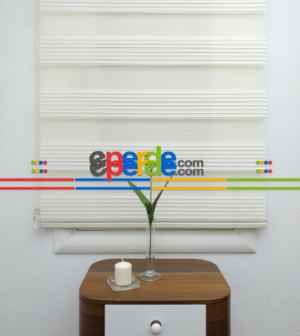 Mutfak - Geniş Krem Plise Zebra Perde- Ekru