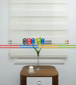 Geniş Krem Plise Zebra Perde- Ekru