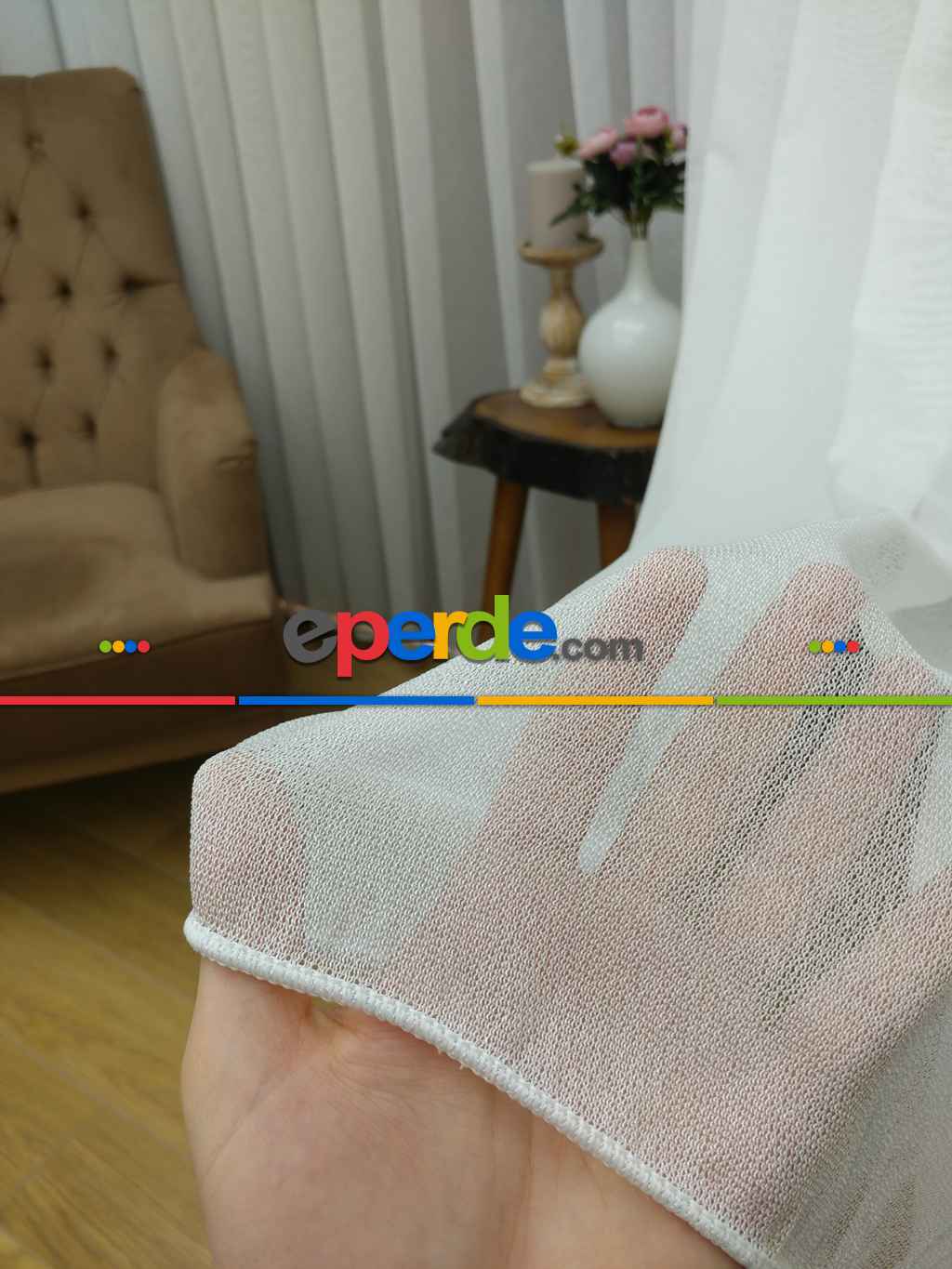 Özel Dokuma Buzlu Düz Tül Perde 2021 Ütü Gerektirmez- Ekru