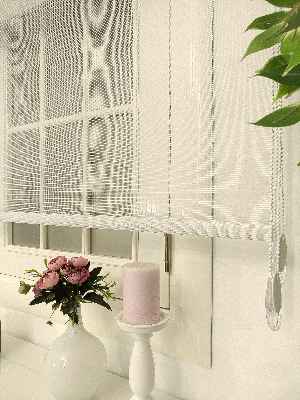 Çiftli Sistem Tül Stor Beyaz Cizgili Tül- Beyaz