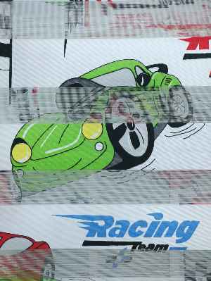 Racing Arabalı Desen Zebra Perde Kırmızı-mavi-siyah- Siyah-Mavi-Kırmızı