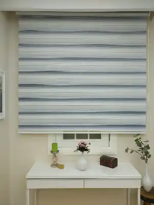 Zebra Perde - Micro Pilise - Degrade Renk Geçişli Zebra Perde- Mavi Doymamış-mavi Grimsi-ekru