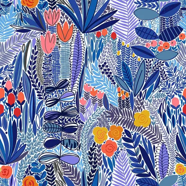 Tropikal Yapraklıdesenli Fon Perde Evm782 Kumaşı Kalındır Duck Bezi Değildir- Mavi-Hardal