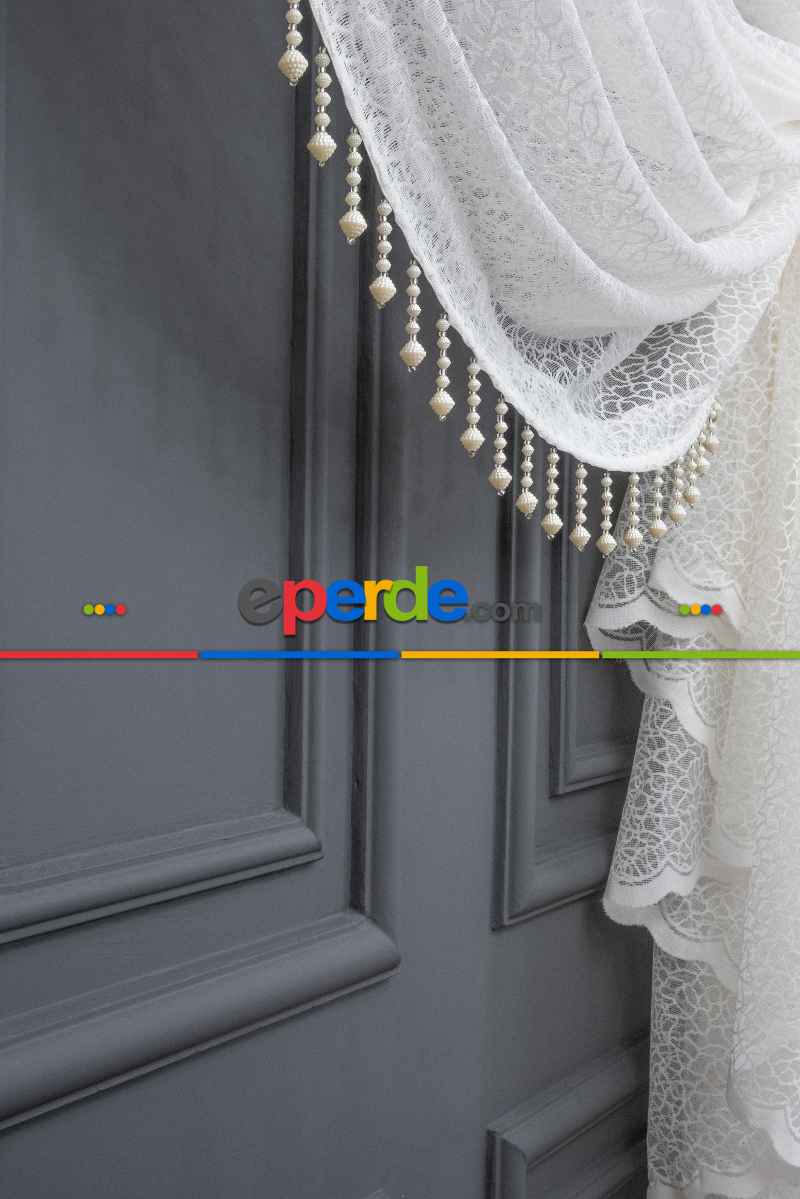 Mutfak - Kuvaze Perde Arı Peteği Model Yanki Tiyatro Tasarım - Beyaz-ekru