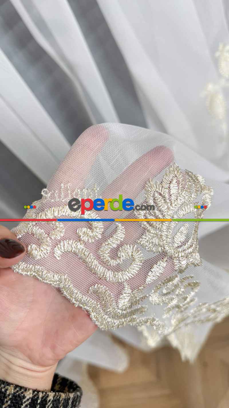 Brillant Gold Nakış İşlemeli Tül Perde Yeni Şehrazat