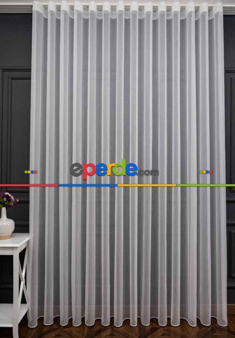 Hafif Düz Keten Tül Çok Dökümlüdür - İtinalı Dikiş - S Pile - Kurşunlu Tül