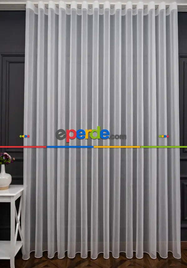 Hafif Düz Keten Tül Çok Dökümlüdür - İtinalı Dikiş - S Pile - Kurşunlu Tül