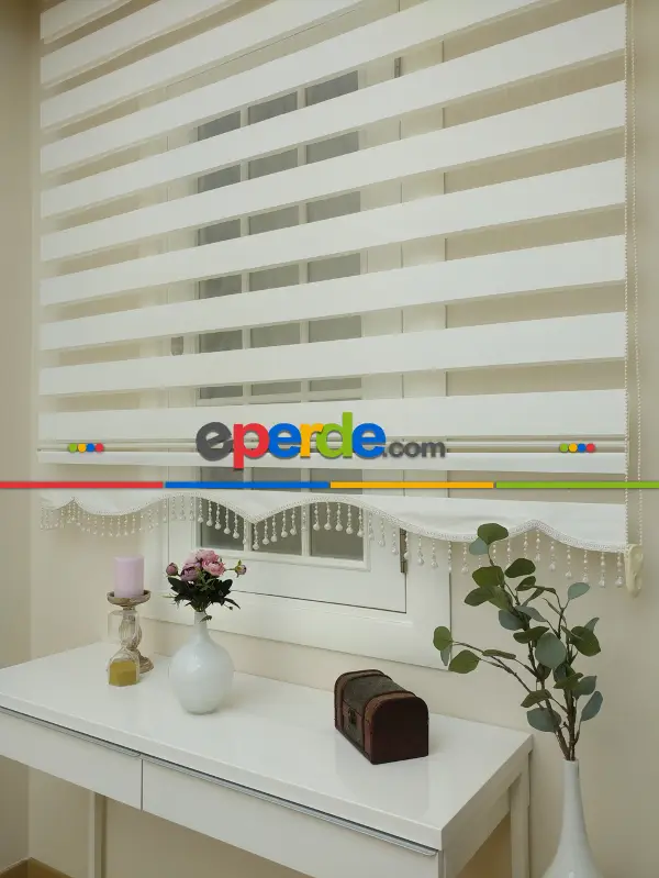 Oturma Odası - Zebra Perde - Düz Zebra Perde- Ekru