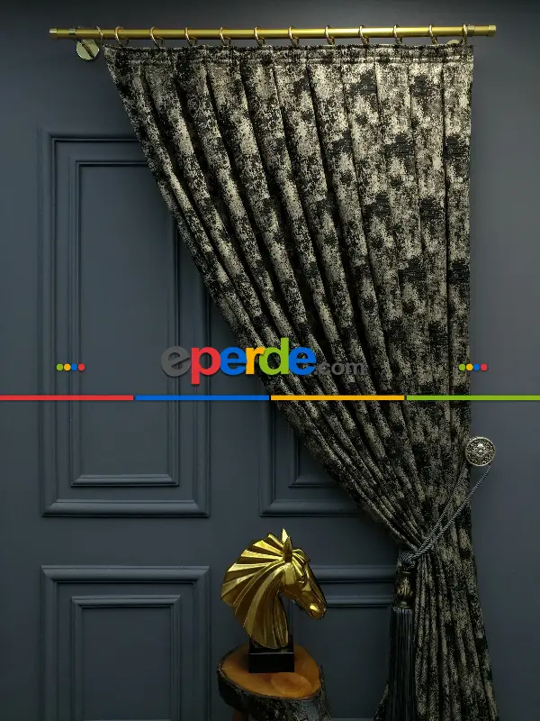 Yatak Odası - PatineDesenli Modern Desenli Jakarlı Salon Fon Perdesi 2021 Seriemodern Desenli Jakarlı Salon Fon Perdesi 2021 Series Özel Renkler- Siyah-bej-gri Açık-gri Koyu