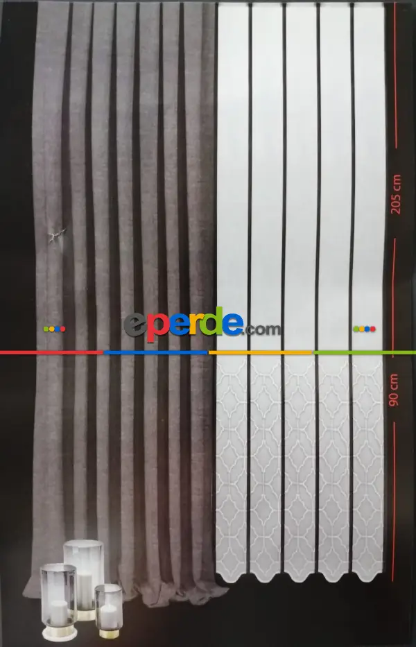 Neva Mozaik Fantazi Brode Tül Perde - Gri