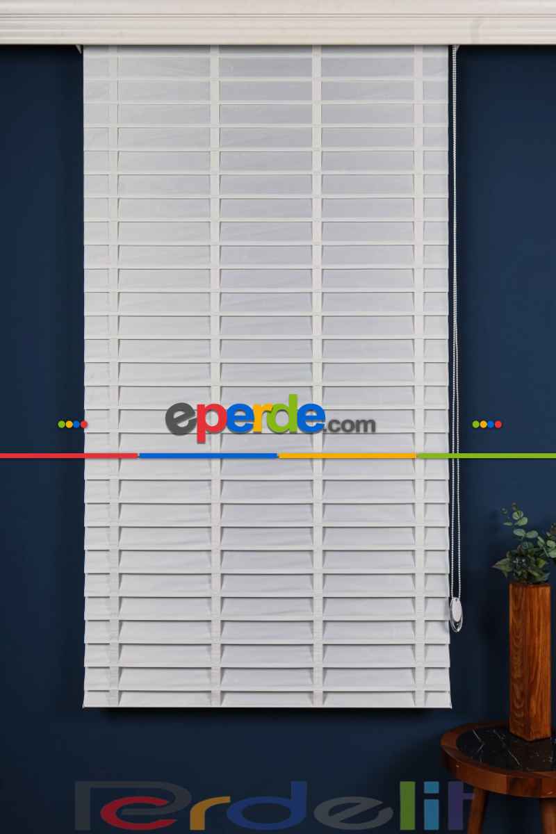 Beyaz 50mm Silüet Kumaş Jaluzi Perde