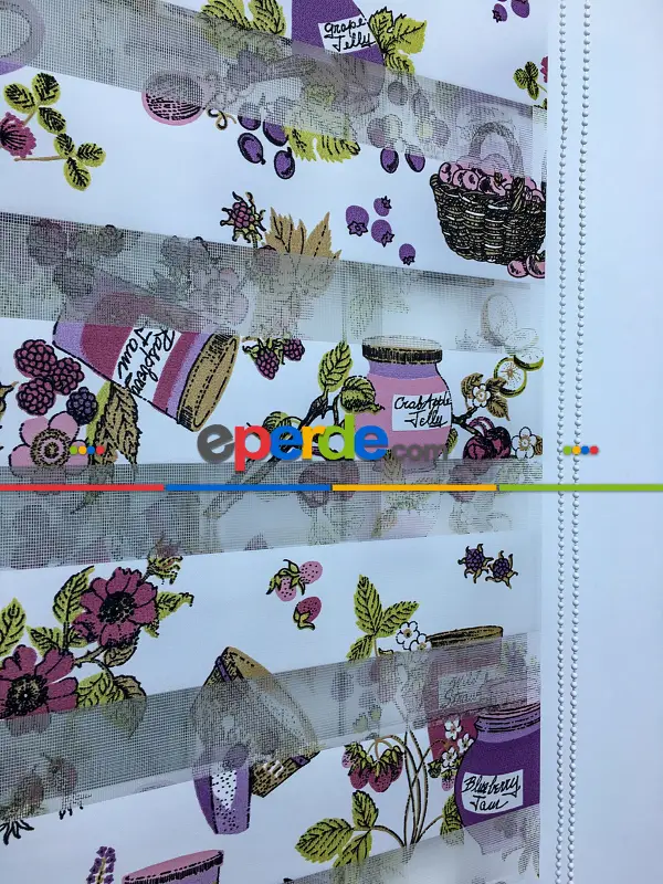 Zebra Perde- Kavanoz Baskılı Zebra Perde- Pembe-mor