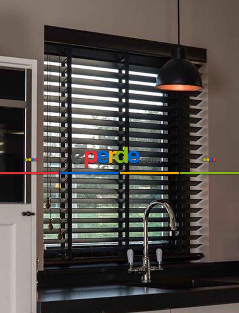 Ahşap Jaluzi Kurdelalı 50 Mm- Siyah